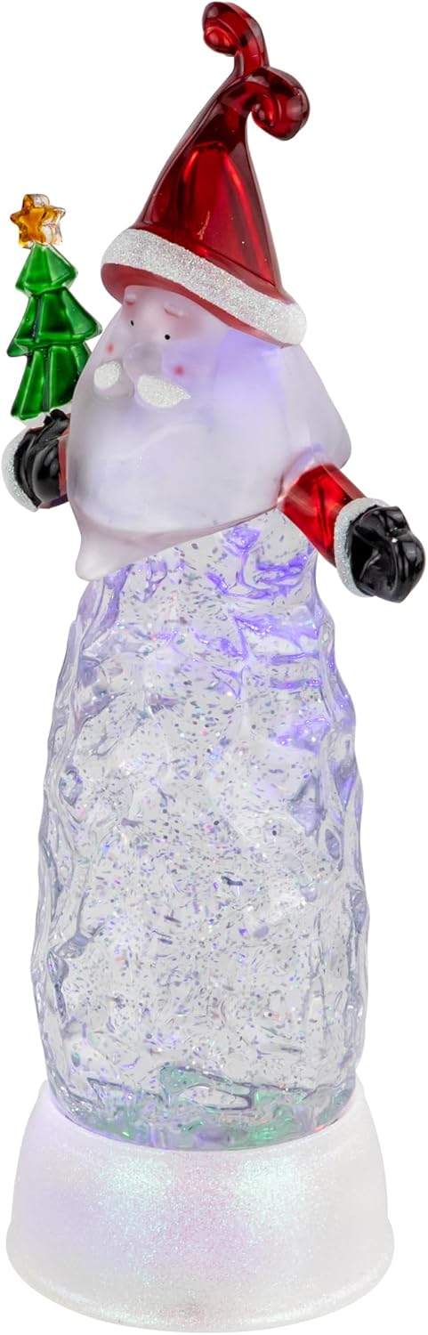 LED Lighted Santa Acrylic Christmas Snow Globe - 12"