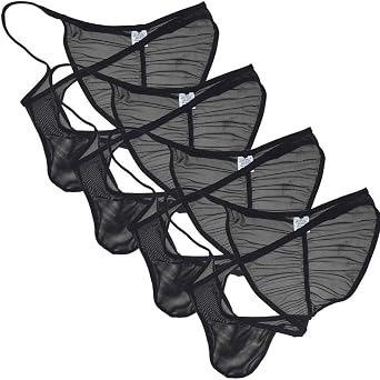 Men Slinky Brazilain Bikini Briefs Underwear Ruched Back See-through Cheeky Briefs
