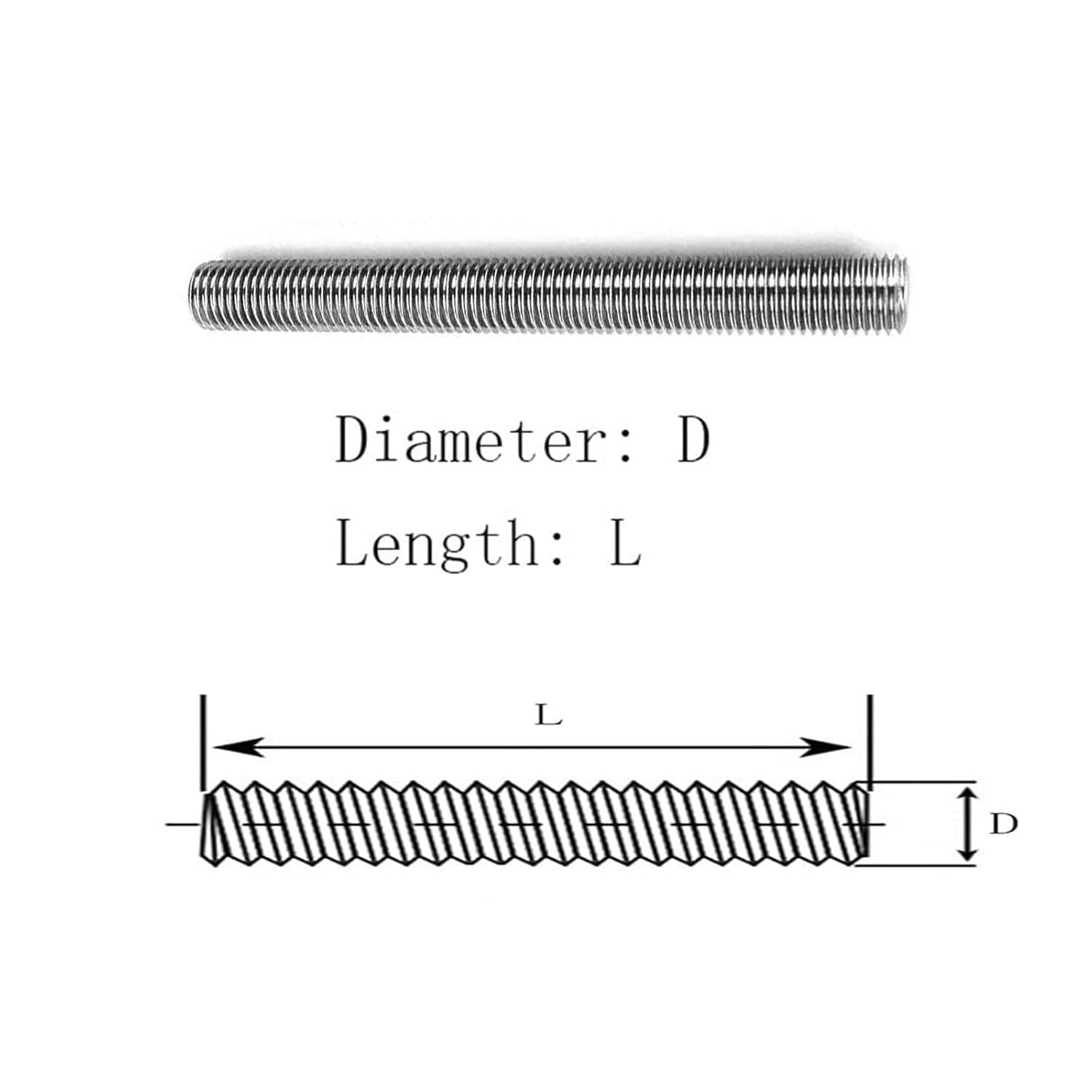 GR5 Titanium Threaded Rods, M6x1000mm Metal Solid TC4 Titanium Alloy Round Rods Fully Threaded Bolt, Metric Thread Stud Right Hand Threads Bar Studding Long Threaded Screw
