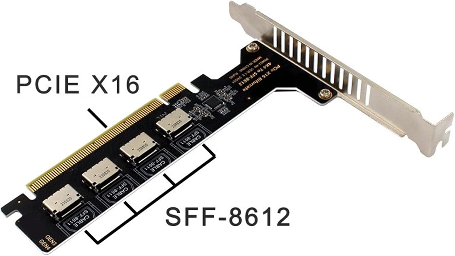 PCIe X16 Adapter to 4 Port SFF 8612 SFF 8611 Split X4X4X4X4 Ensures Stable Connection for Multiple Disks Graphics Card Adapter