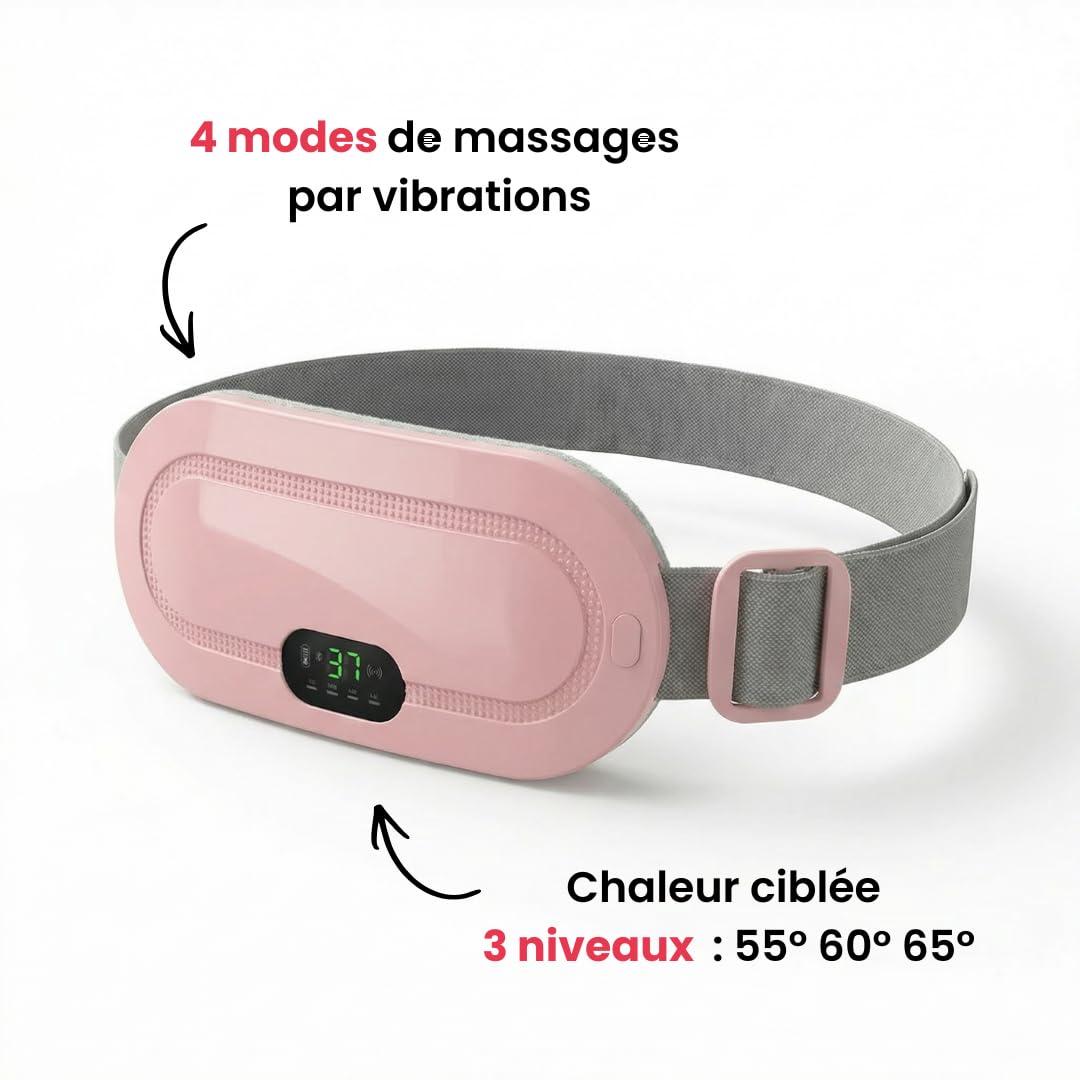 Cyclicare - Ceinture Chauffante Regle Douloureuse Menstruelle, Coussin Chauffant Menstruel Discrète, Apaisez vos Crampes en Quelques Minutes (Rose)