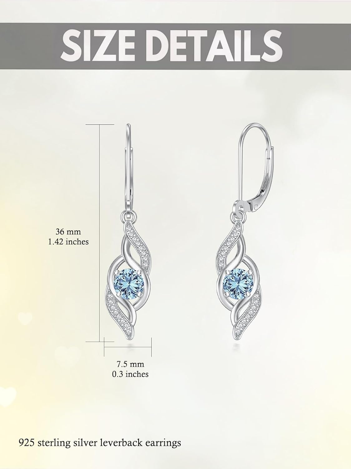 Birthstone Earrings for Women 925 Sterling Silver Love Infinity Jewelry Anniversary Birthday Gifts for Her Wife Mom