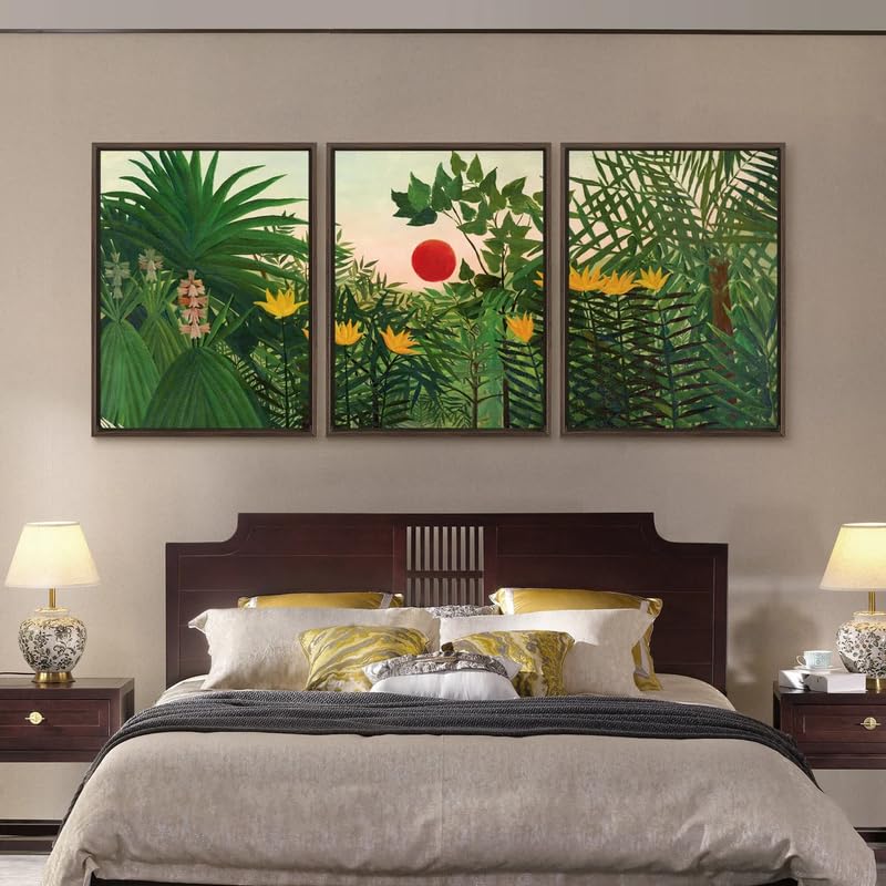 Henri Rousseau tropical triptyque poster A4 paysage jungle art mural de salon