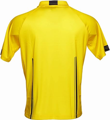 Vista 3 de Murray Sporting Goods Camiseta de árbitro de fútbol amarillo Camiseta oficial de árbitro de fútbol profesional para hombre, manga corta