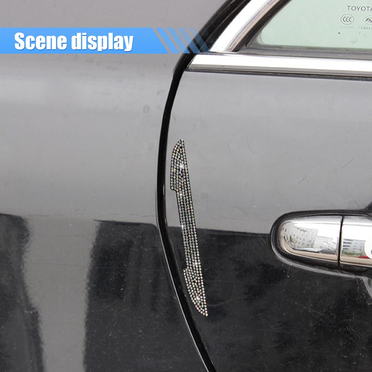 4PCS Bling Car Door Handle Scratch Protective Stickers Rhinestone Anti-Collision Car Exterior Decoration Strip Auto Side Rearview Mirror — view 5
