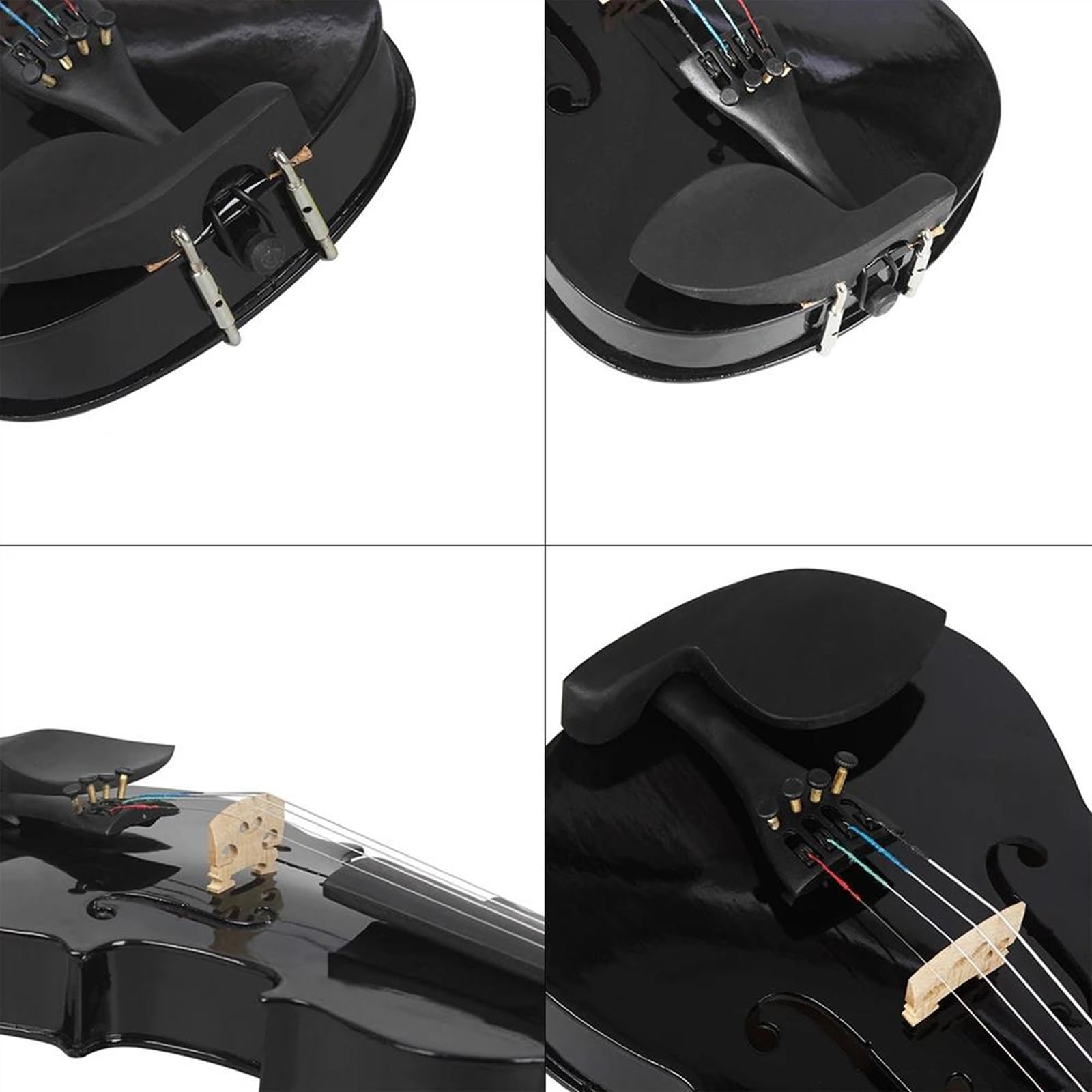 Violino Kit Di Violino Acustico Per Violino Acustico Nero A Grandezza Naturale 4/4 Con Custodia E Archetto Per Violino Principiante