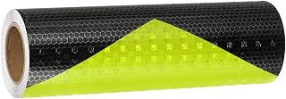 MECCANIXITY Reflective Tape, 8 Inch x 16 ft Trailer Reflector Tape Waterproof Warning Safety Sticker Night Reflector Arrow Tape for Bikes Cars Trucks, Fluorescent Yellow-Black