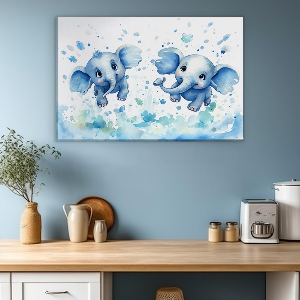 Canvas for Living room. Sky-High Delight: Elephants and Butterflies Dance Amidst the Clouds, 27 x 18 inch Canvas Wall Art - Contemporary Masterpieces - Nature Home Decor - 69x46 cm (27x18 inch)