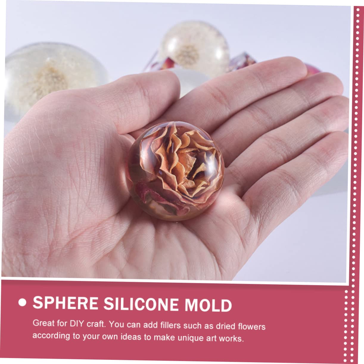 Homoyoyo 3 series Moldes De Cristal Epoxi Molde De Esfera Grande Molde De Silicona Para Joyería Molde De Fundición Molde Para Adornos Decoración Del Hogar Molde De Esfera 5 piezas*3