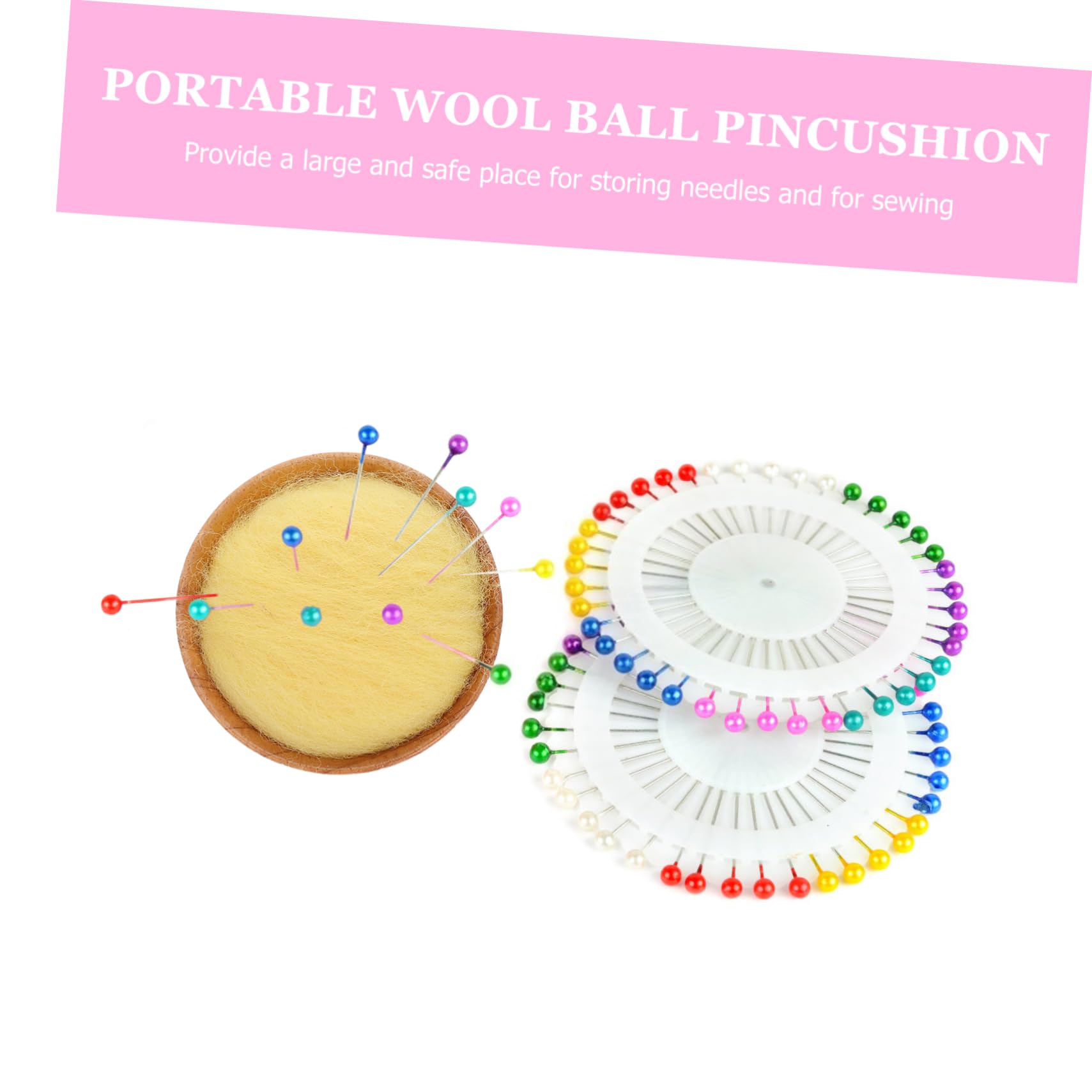 Tofficu Cute Sewing Pincushion Wooden Base Wool Needle Pillow Lovely Embroidery Accessory