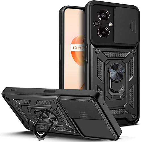Ysnzaq Funda resistente a prueba de golpes de grado militar para Xiaomi Poco M5 6.58", protección de lente de ventana deslizante con soporte