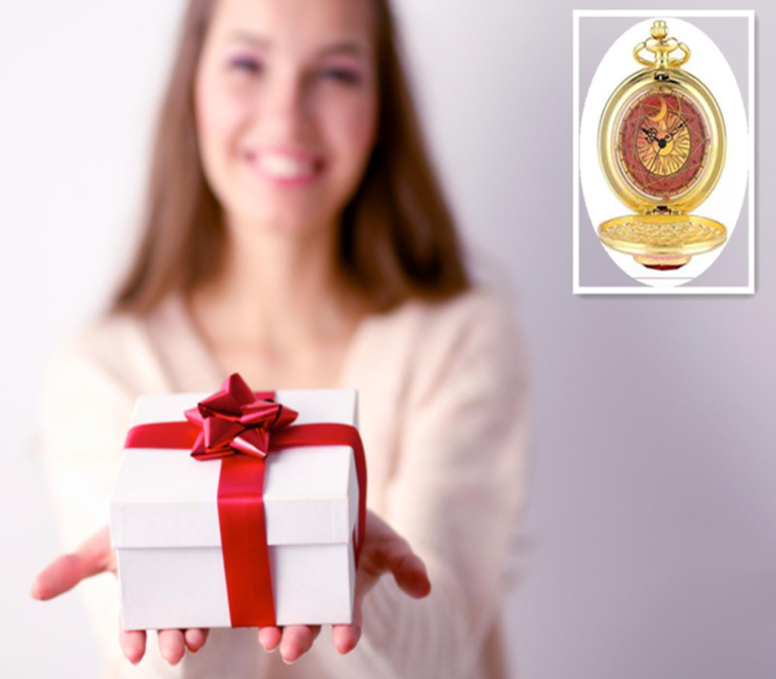 Orologi da Tasca, Orologio da Taschino for Ragazze con Pietra a Cuore in Oro