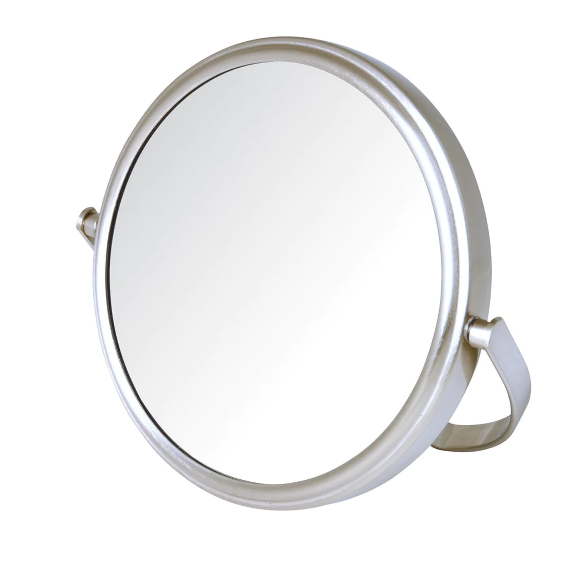 Small Tabletop Magnifying Mirror - 5.5” Diameter with 5X-1X Magnification - Nickel - Model MC109N