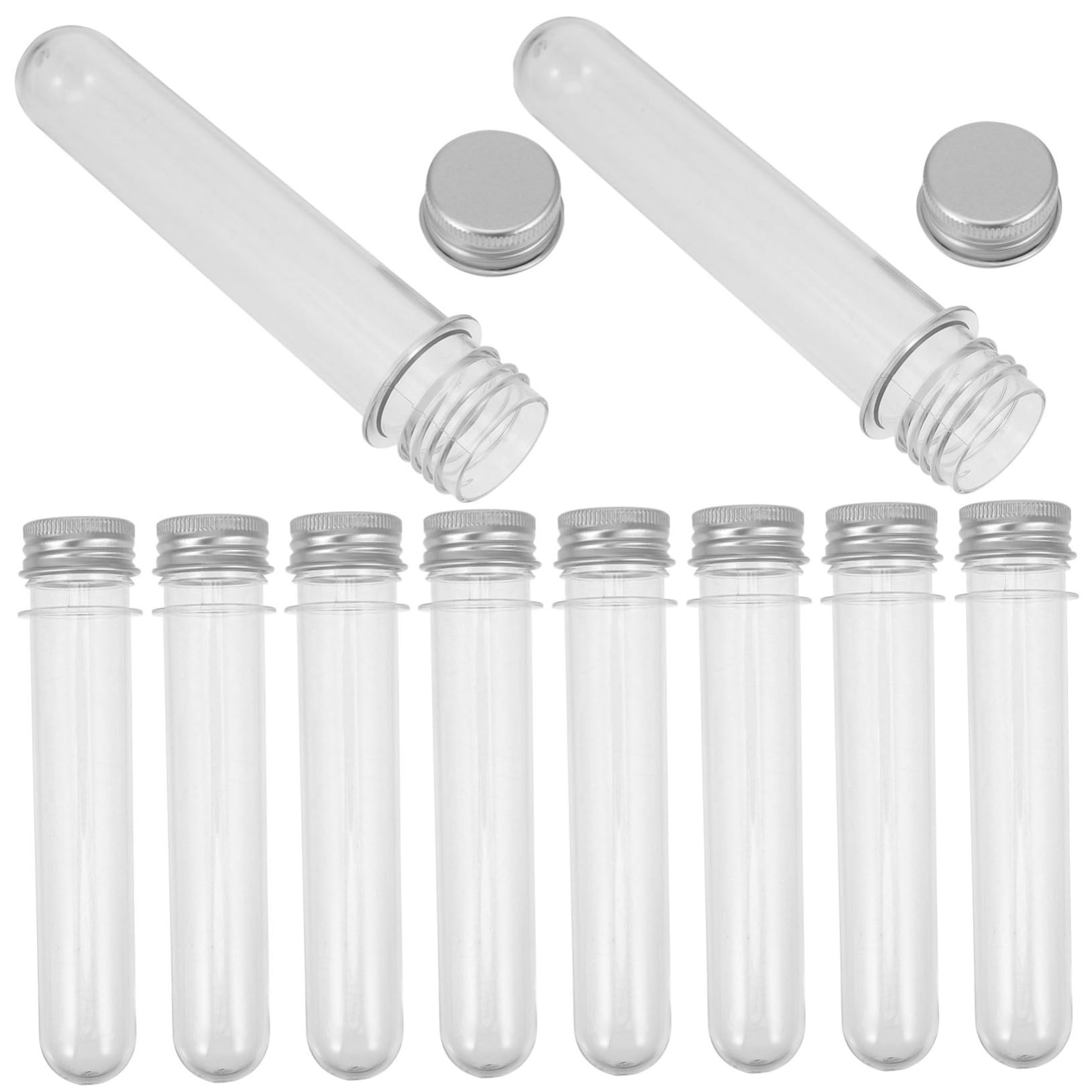 PRETYZOOM 50 Stück Reagenzglas-Bonbonschachtel ätherische öle deckel Leere Wunschflaschen plastikflasche Kunststoff Tube Set durchsichtige Kunststoffrohre Reagenzgläser für den Haushalt p.s