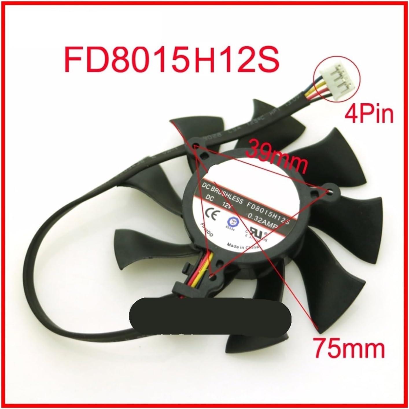 FD8015H12S 75mm Fan HD6850 HD4860 HD5850 HD4890 Graphics Card Cooling Fan 4Pin