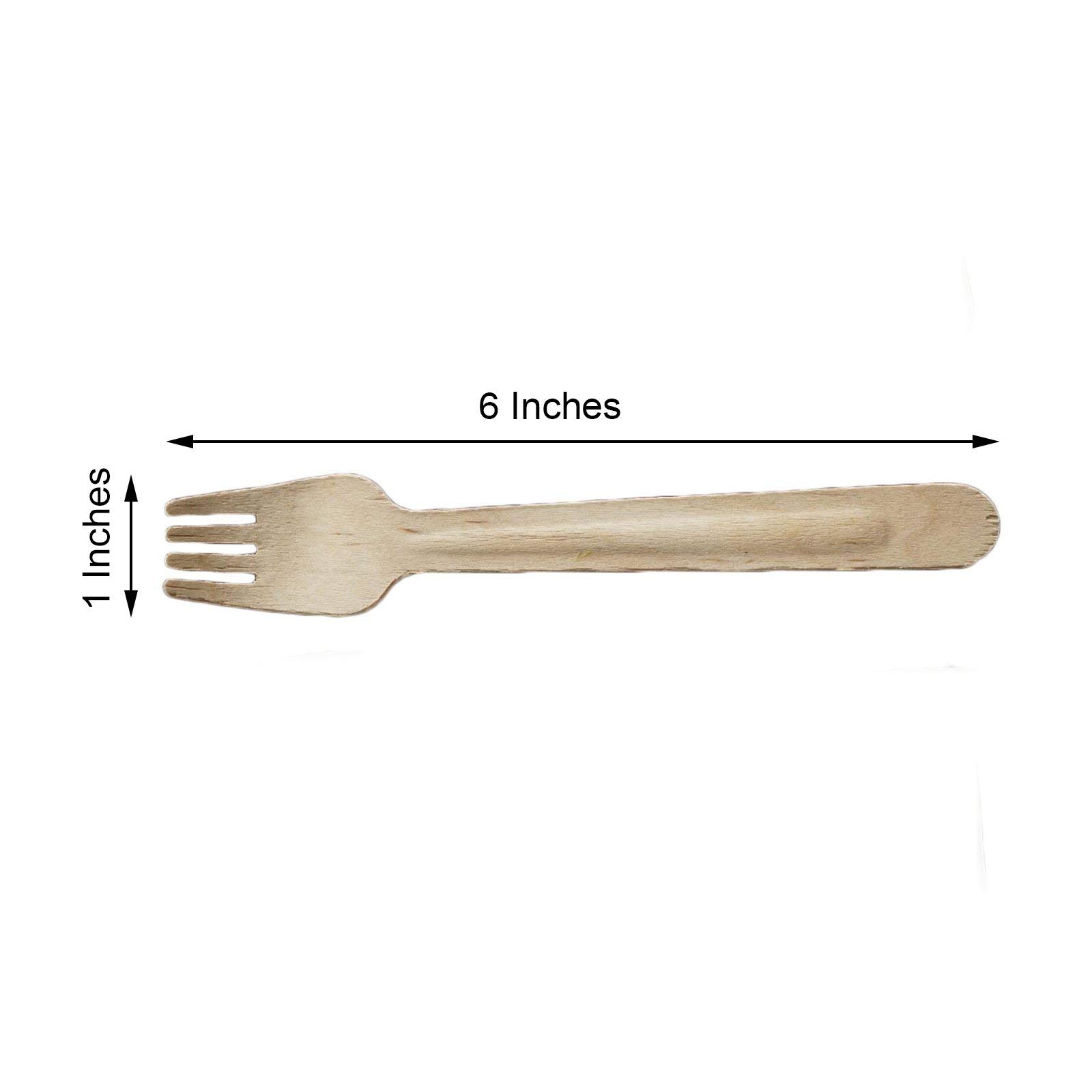 Balsa Circle 200 pcs 6-Inch Disposable Natural Brown Birch Wooden Forks - Wedding Party Event Catering Biodegradable Tableware