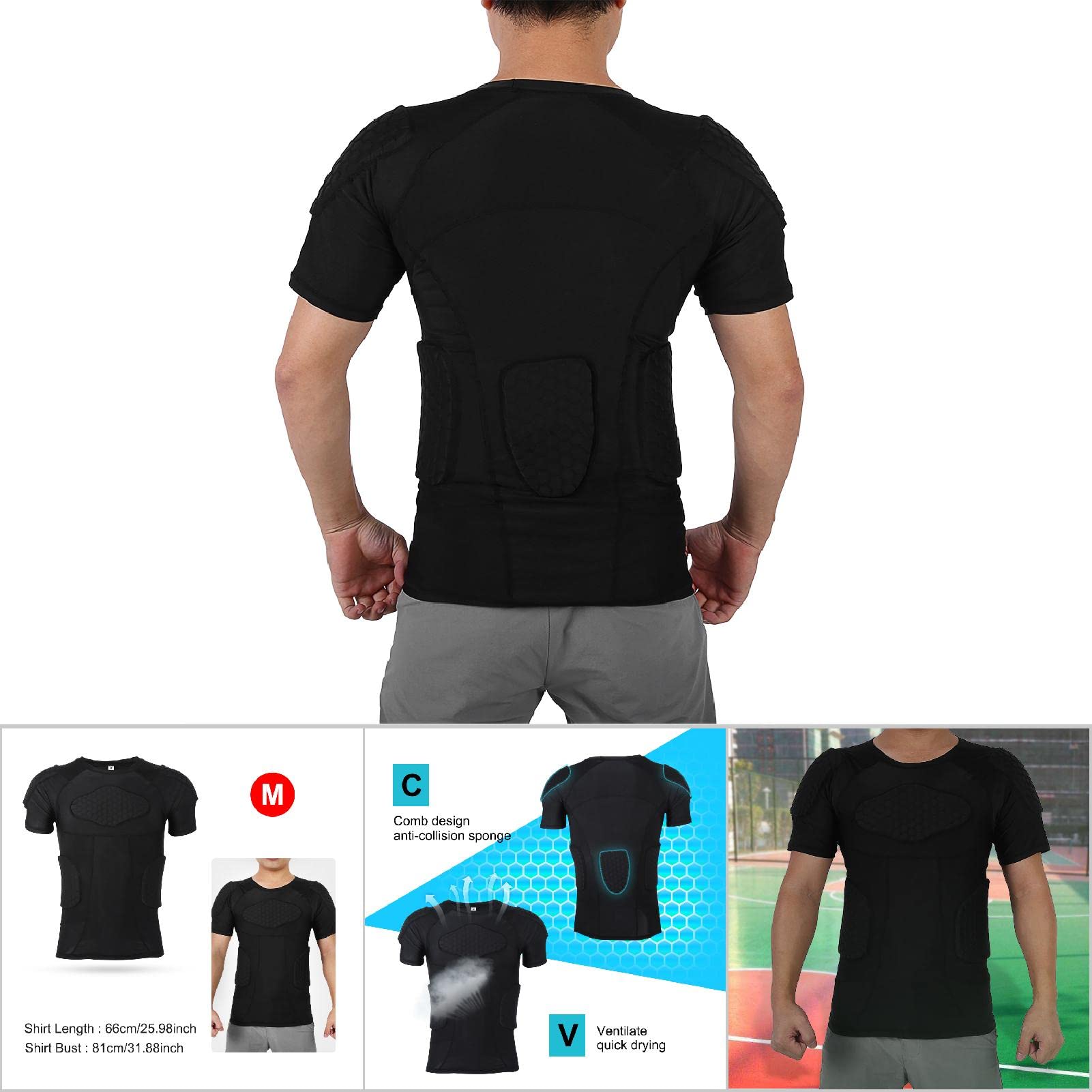 Cyrank Équipement de Protection de Football, Chemise de Compression rembourrée pour Homme, Gilet d'entraînement, Pantalon, Chemises de Sport Anti-Collision, Short pour Basket-Ball
