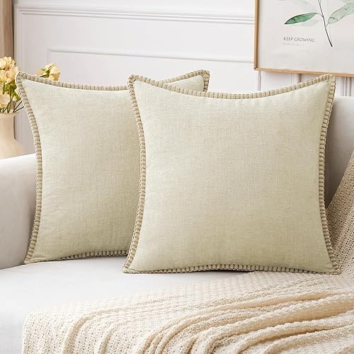 Miniatura 7 de MIULEE Paquete de 2 fundas de almohada para sofá de 12 x 20 pulgadas, fundas de almohada decorativas de granja verde salvia con borde cosido, fundas