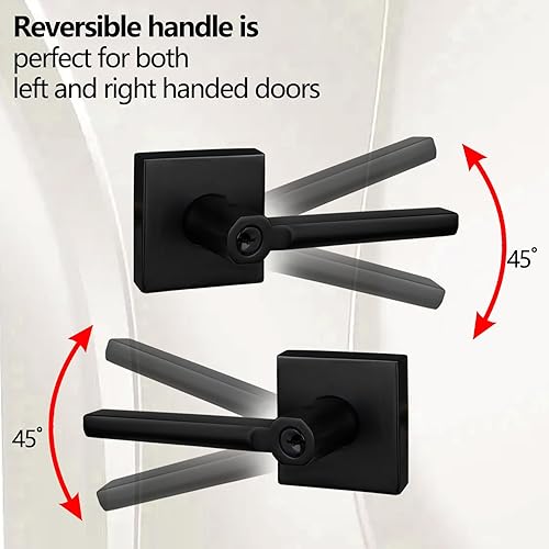 Miniatura 10 de NEWBANG HD1601-DB-BK-6P - Paquete de 6 manijas para puerta de baño y baño para privacidad, manija de cerradura de puerta interior y baño en negro