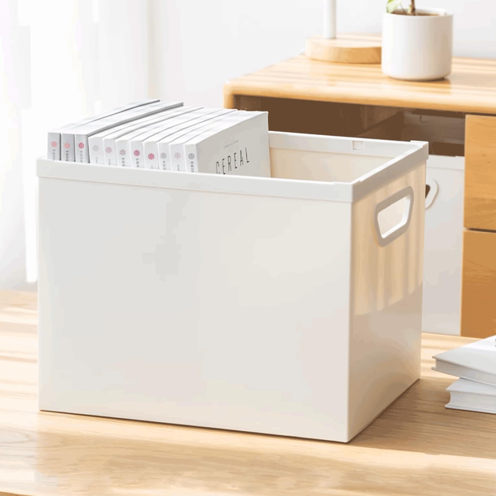 Grande capacità Cestino Portadocumenti da Tavolo Cestino Portadocumenti in plastica Cestino Portadocumenti Multiuso di Grande capacità con Manico. Cestino Portadocumenti ordinato