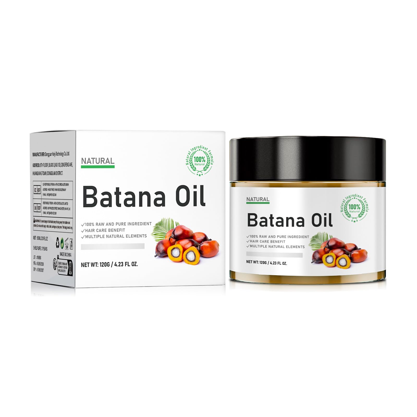100% Raw Batana Oil for Hair Growth, Authentic Cold Pressed Dr.Sebi Organic Batana Oil Mask, Natural Hair Growth Oil Prevents Hair Loss, Eliminates Split Ends & Increases Shine,120g-1pcs