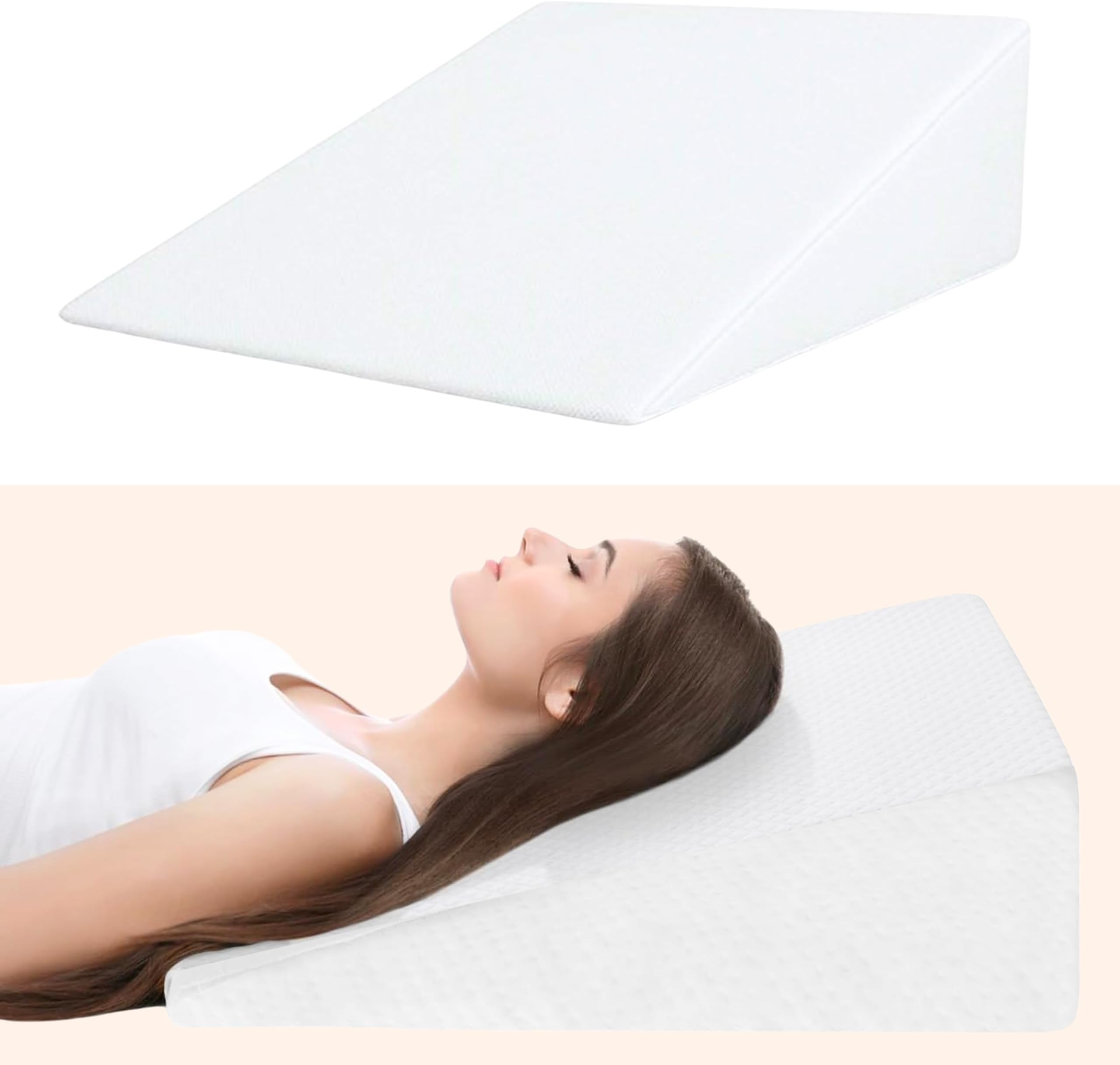 ADEPTNA Comfort Memory Foam Therapy Bed Wedge Pillow - Designed for Back Neck Pain - Better Breathing Circulation Acid Reflux – Washable Cover Included