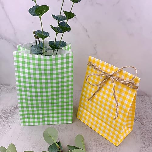 Miniatura 3 de 25 bolsas de regalo de fiesta, coloridas bolsas de papel de arcoíris, bolsas de regalo a cuadros, bolsas de regalo con calcomanías para fiesta de