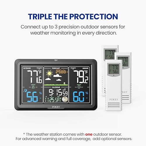 Miniatura 5 de Estación meteorológica inalámbrica para interiores y exteriores, termómetro inalámbrico para interiores y exteriores, estación meteorológica,
