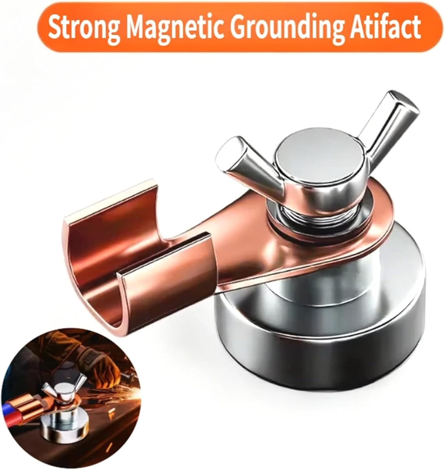 Welded Grounding Device Powerful Copper Electrode Welding Fixing Clamps Single Head Support 1Pcs(33mmX17mm)