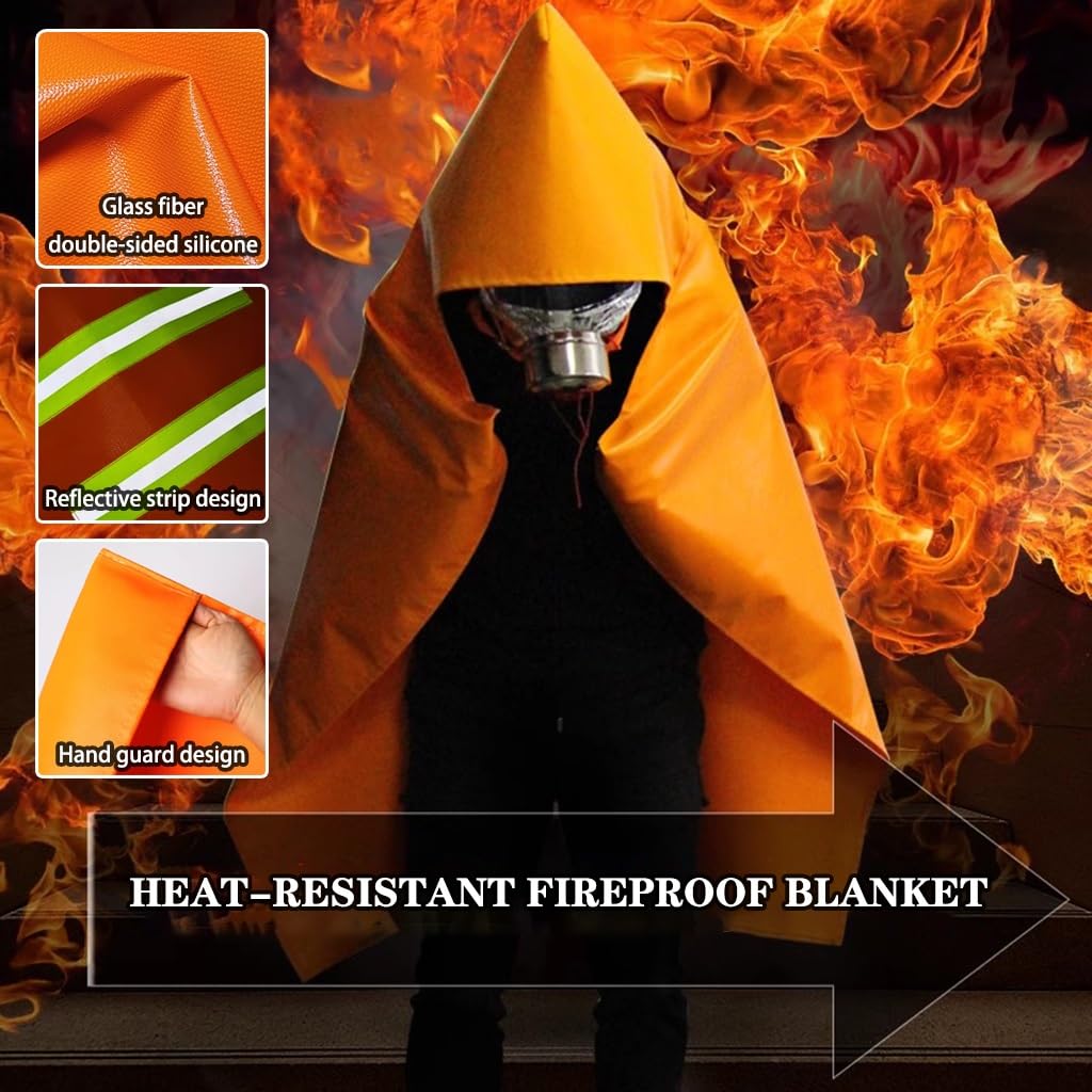 Manta Apagafuegos Manta Ignífuga De Silicona Resistente A Altas Temperaturas, Capa Ignífuga Gruesa para El Hogar, Ropa De Escape para Cocina, Reutilizable(47.2 * 47.2inches)