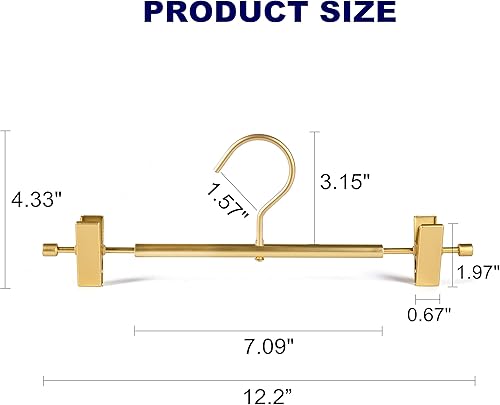 Miniatura 2 de Amber Home Perchas de aluminio dorado mate de alta calidad paquete de 10 unidades perchas de metal extra suaves y duraderas de 122 pulgadas estante