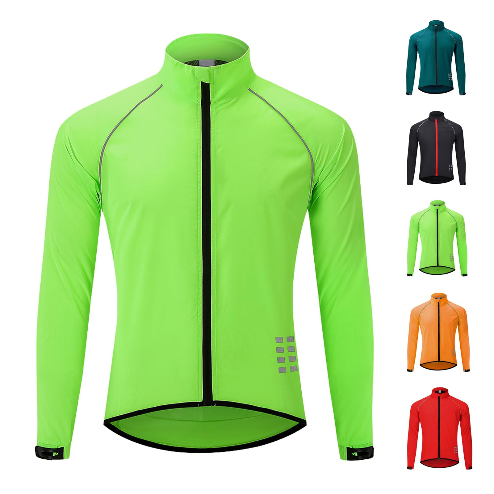 Chaquetas de ciclismo unisex para primavera verano y otoño Conjuntos ligeros de secado rápido Cortavientos transpirable de corte ajustado Reflectante duradero y ultraligero