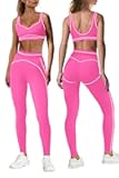 Nirovien Womens 2 Piece Workout Sets Athletic Yoga Sets Pilates Gym Outfits Butt Lifting Leggings and Sports Bra