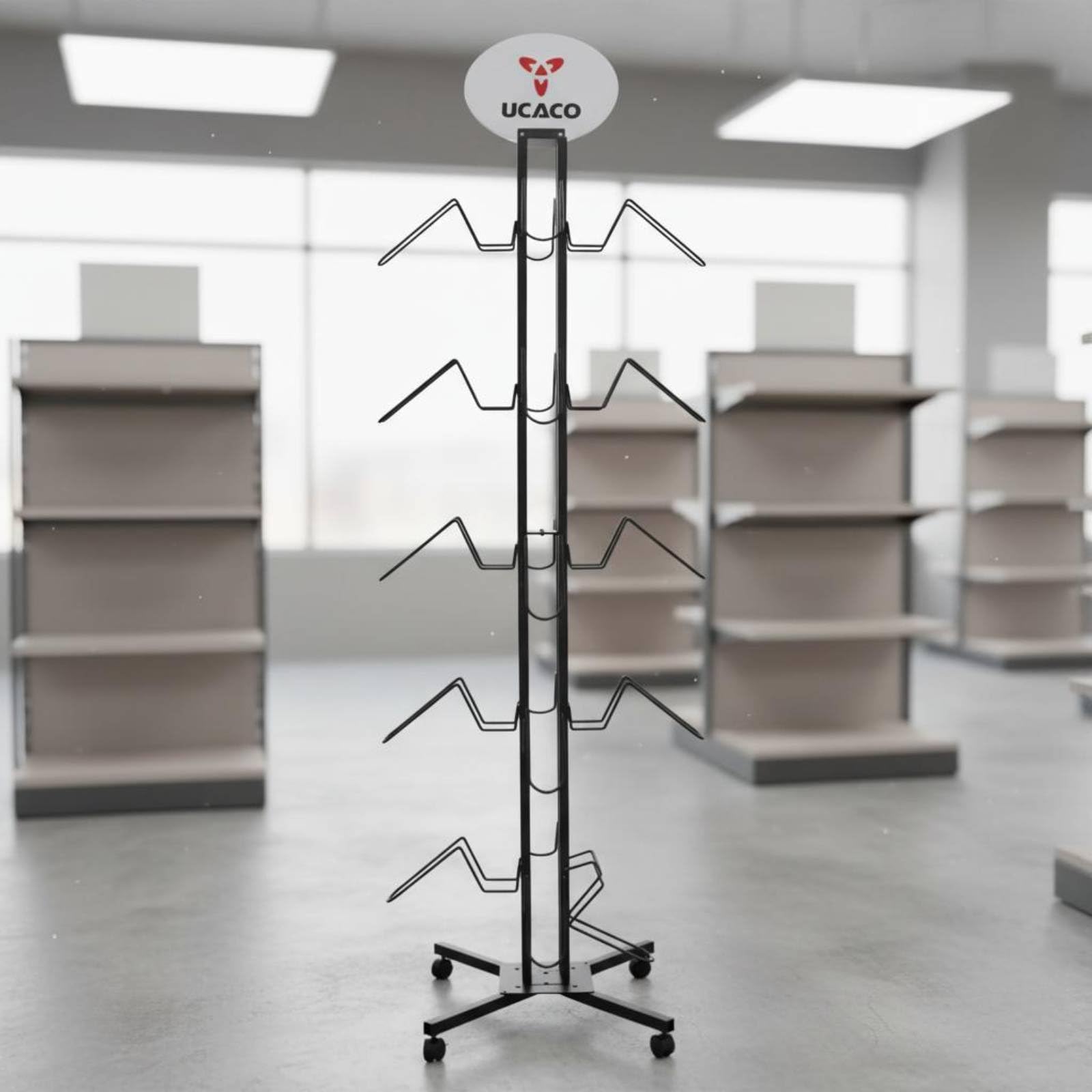 Soporte para Cascos y Patines Estante Perchero Organizador Hierro Forjado Resistente con Ganchos Laterales para Exhibición y Almacenaje Vertical Adecuado para Tiendas Áreas Deportivas