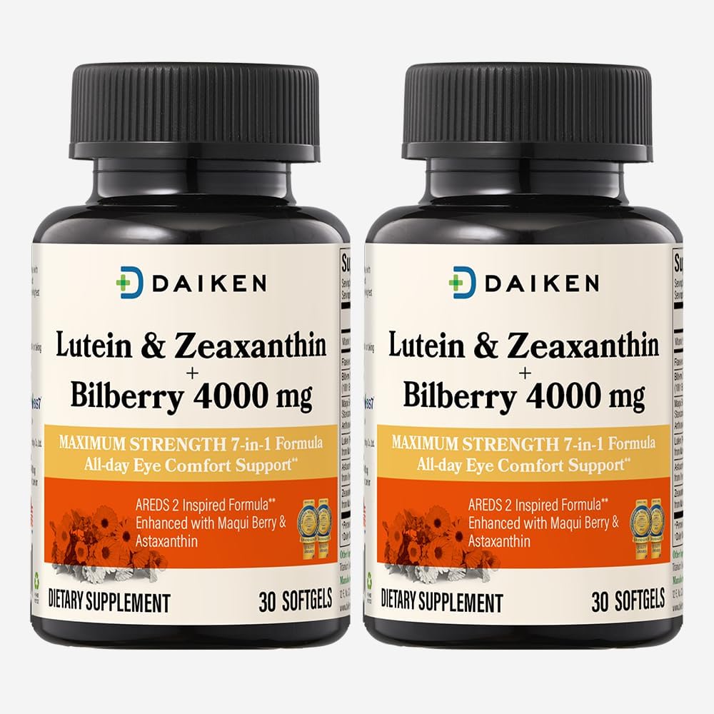 Lutein & Zeaxanthin Supplements, AREDS 2 Inspired Formula with Astaxanthin, Maqui Berry, Cranberry, Flaxseed Oil & Vitamin E, 30 Softgels (Pack of 2)
