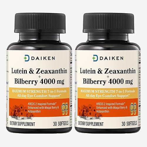 Miniatura 1 de DAIKEN Suplementos de luteína y zeaxantina, fórmula inspirada en AREDS 2 con astaxantina, bayas de maqui, arándano, aceite de linaza y vitamina E,
