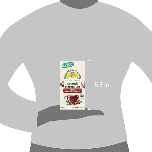 Miniatura 4 de Newman's Own Té de hierbas orgánicas con especias de canela dulce con té rooibos con jengibre orgánico, 20 bolsas de té envueltas individualmente