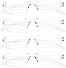 MMOWW 4er Pack randlose Lesebrille für Damen und Herren mit klarer rechteckigem Blaulicht-Blockierbrille