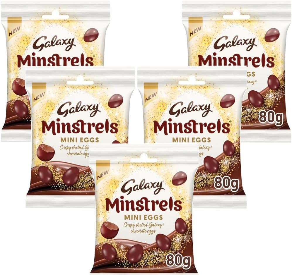 5 x Galaxy Minstrels Milk Chocolate Easter Mini Eggs 80g - For Easter Best gift for Friends & Family