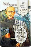 Vista 1 de Medalla de santo católico curativo en tono plateado con tarjeta de oración sagrada, 1 pulgada