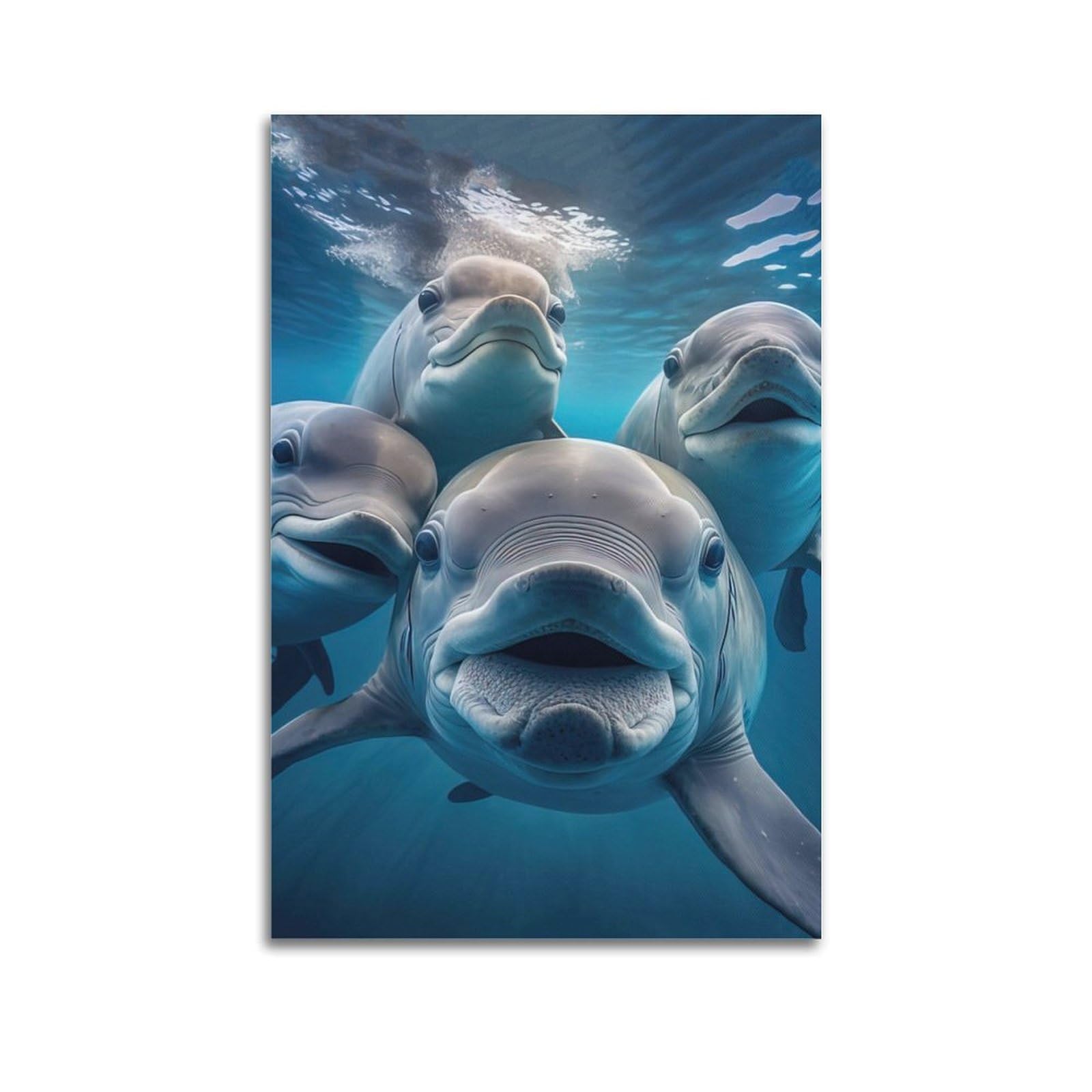 Xkuga Boys Unframe-Style Gentle Dolphin Selfie Animal Poster Wildlife Vintage Modern Decorative Canvas Prints - Ideal Wall Art For Family, Man Cave, Game Room, & Girls Bedroom 20X30inch(50X75cm)