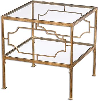 Uttermost 24477 Genell Cube Gold Side Table