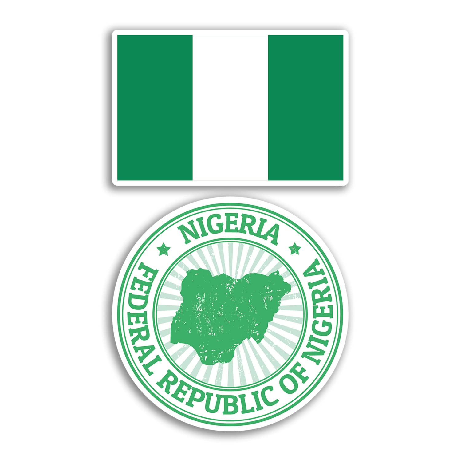 2 x 10cm Wide Nigeria Vinyl Stickers - Nigerian Africa Map Holiday Adventure Travel Country Scrapbooking Gift #78691