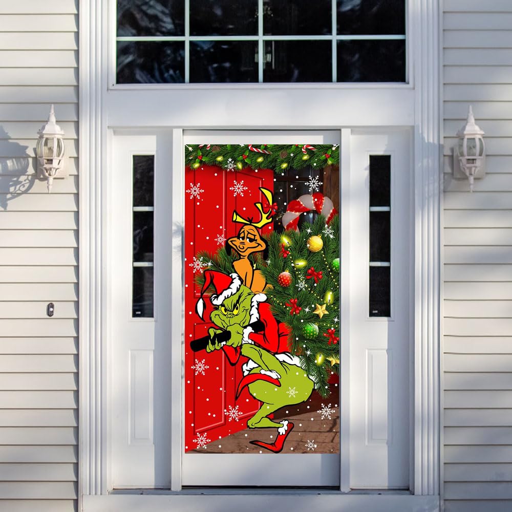 Christmas Grinch Door Cover 6 X 3ft