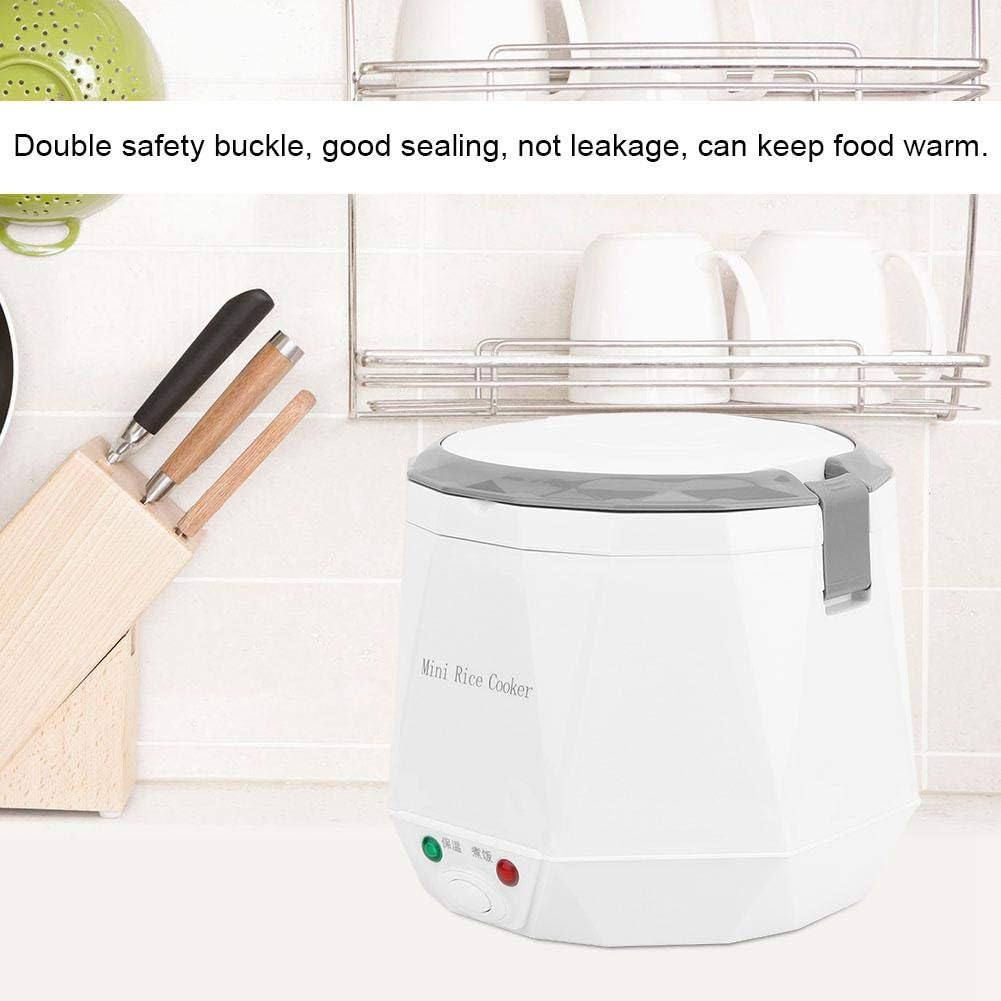 1.6 L Mini Rice Cooker - 12V Electric Food Steamer - Household Multi Cooker Portable Rice Cooking Steaming Pot for Car/Home/Travel - Kitchen Tool Keep Warm (White)