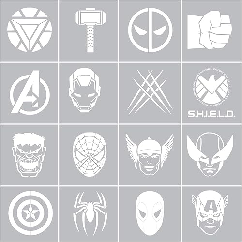 Plantillas de superhéroes para pintar sobre madera, 16 unidades, plantillas de superhéroes, avatares y logotipos (6 pulgadas)
