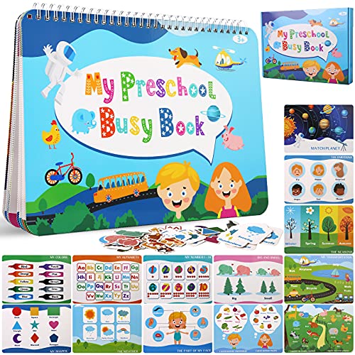 Bukm Preschool Montessori Toys for Toddlers, Toddler Activities Preschool Learning Busy Book, 14 Themes Educational Learning Book Autism Toys, Busy Board Educational Learning Toys for Kids