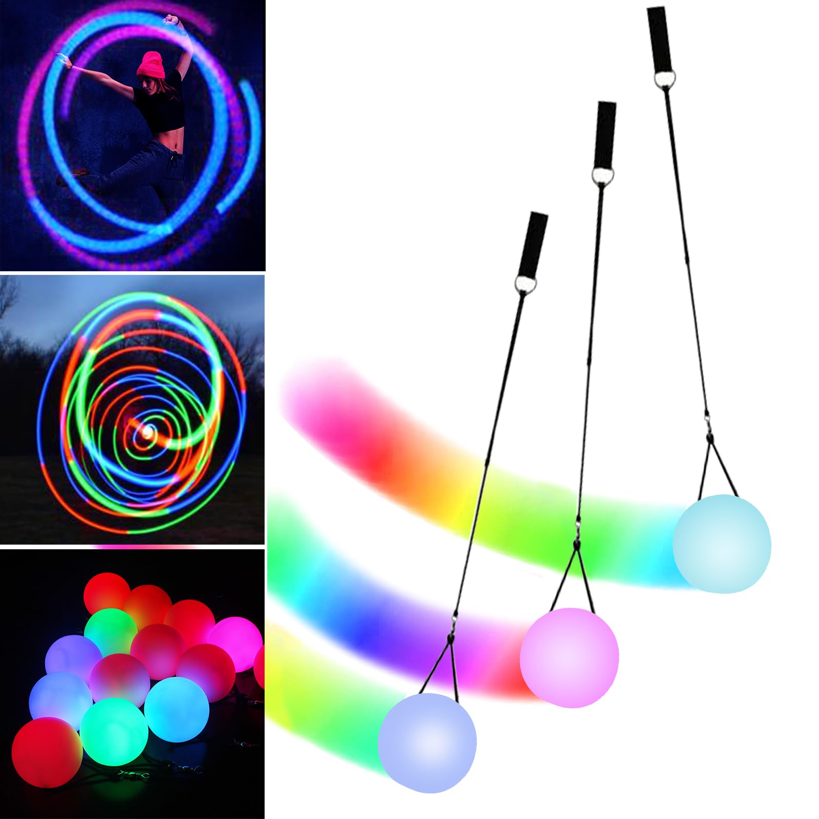 LED Poi Bälle Set - Leuchtende Jonglierbälle Mit Farbwechsel