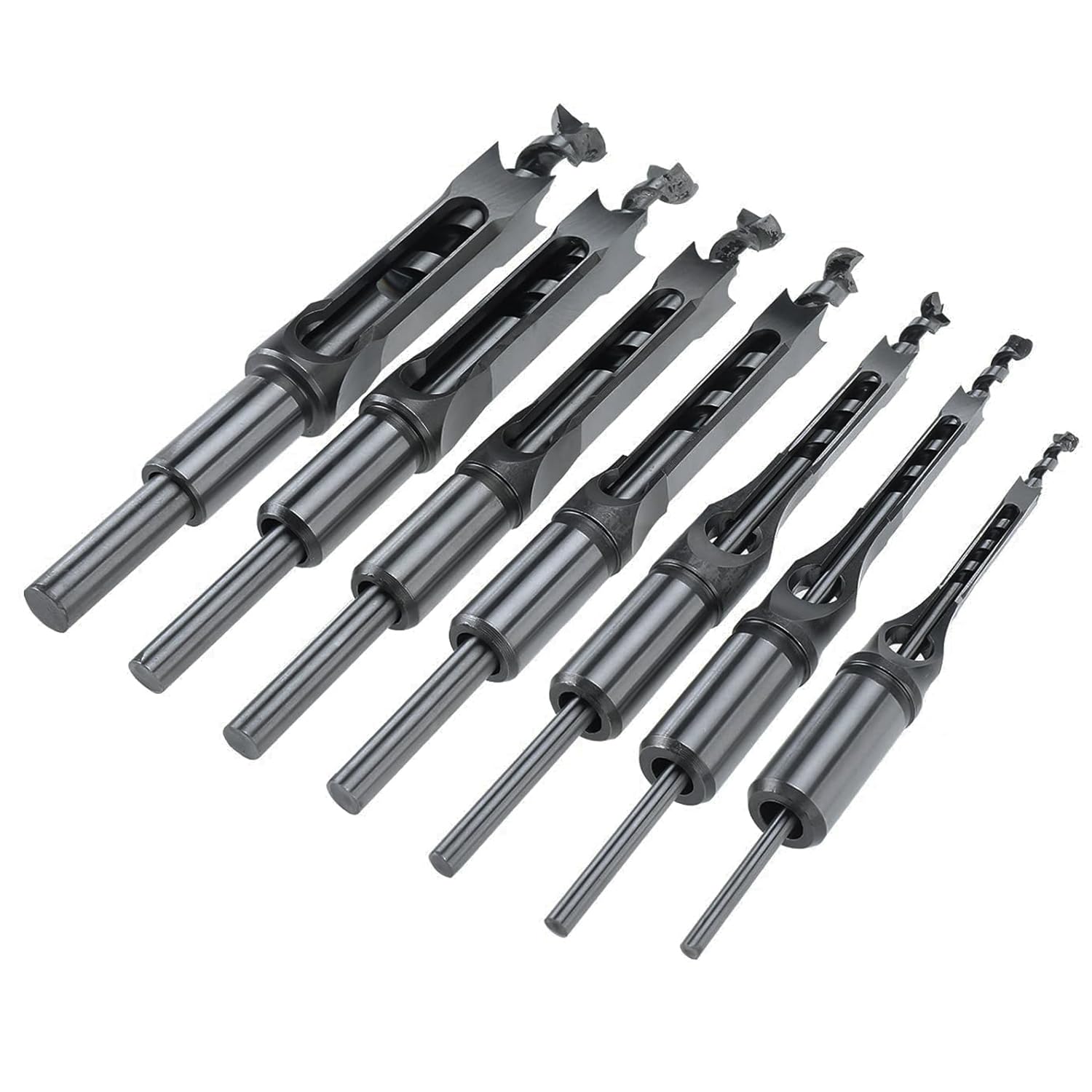 YaeKoo Square Hole Mortise Chisel Drill Bit Set, HSS Woodworking Hole Saw Mortising Chisel Hole Drill Bits 6/25" 1/4" 5/16" 3/8" 2/5" 1/2" 9/16" (7