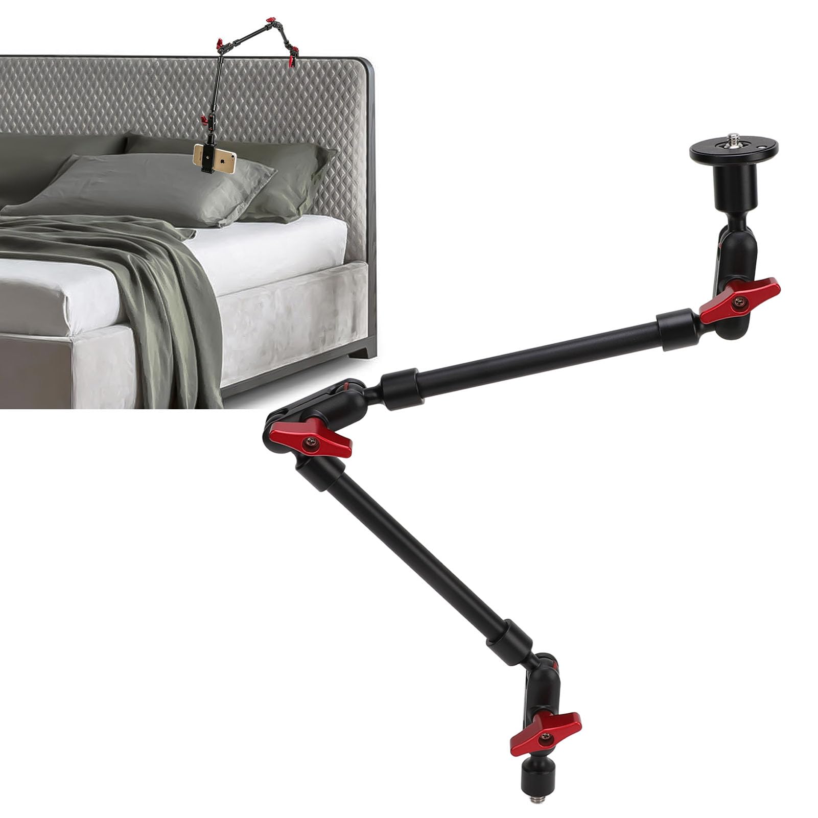 Alomejor Supporto da Scrivania per Fotocamera, Supporto da Soffitto Regolabile in Lega di Alluminio con Rotazione a 360° per Utenti di Telefoni e Fotocamere (22 Pollici 58x44x6,5 cm)